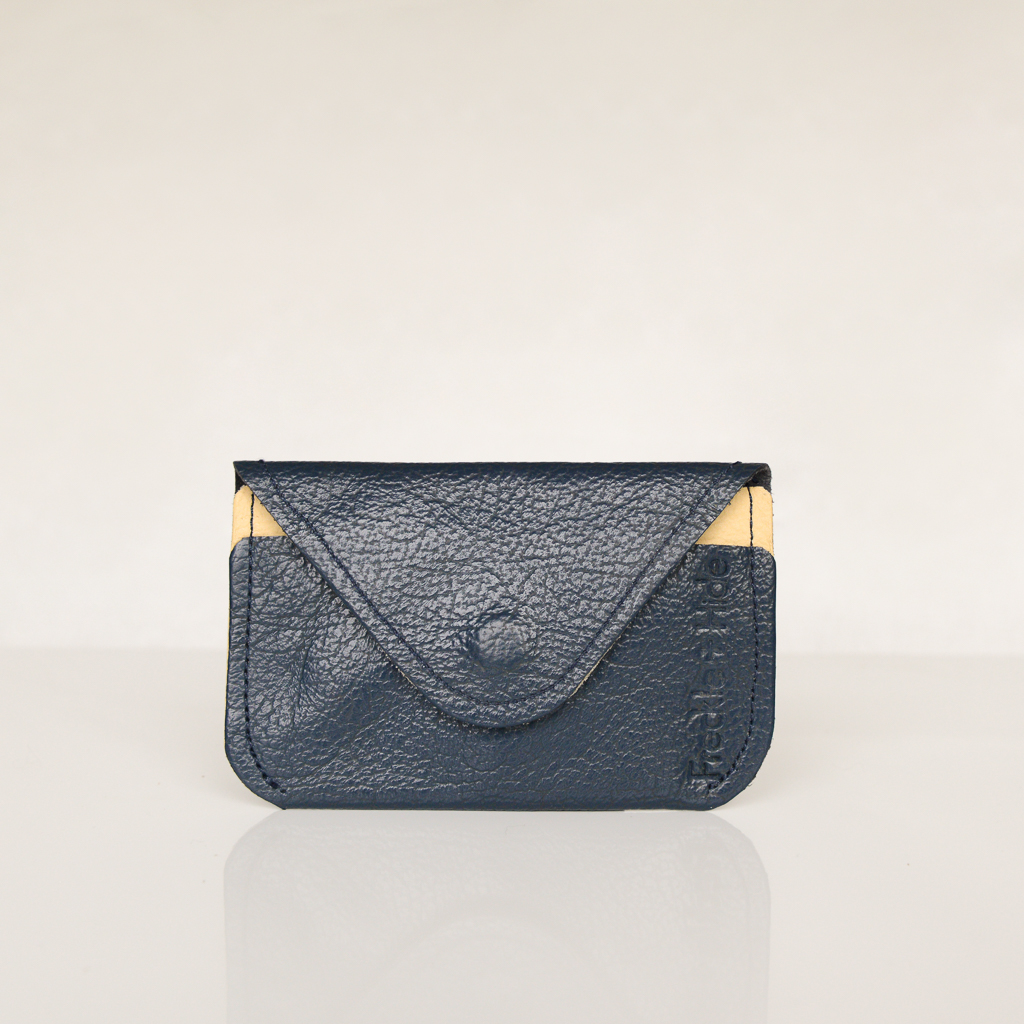 Dark blue and yellow minimalist card wallet